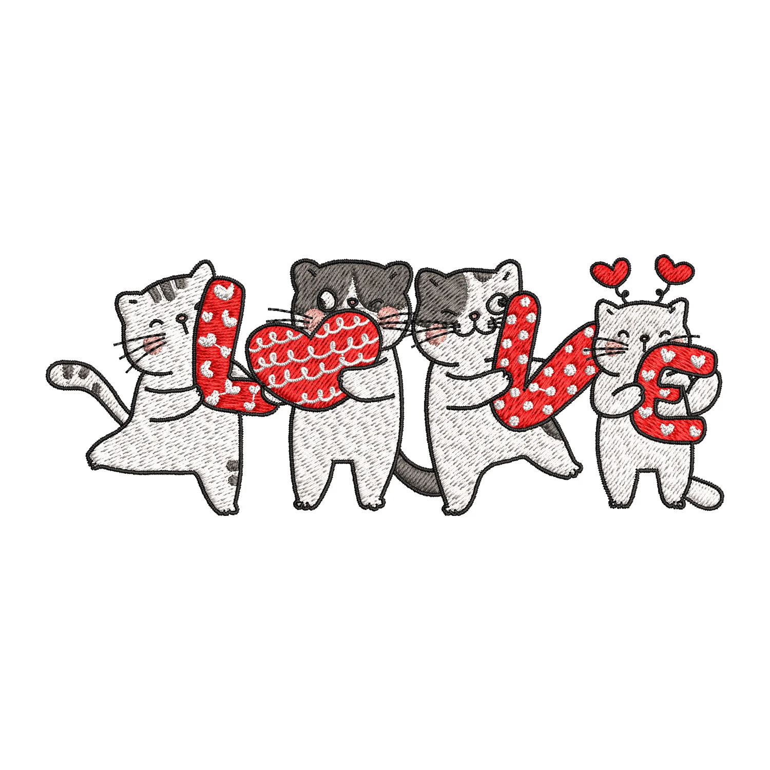 Love Cats Embroidery Design