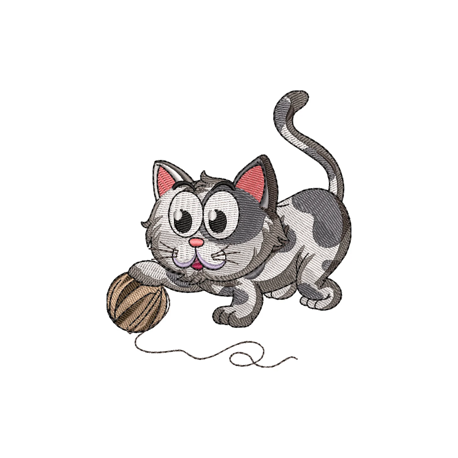 Cat Playing with Wool Embroidery Design