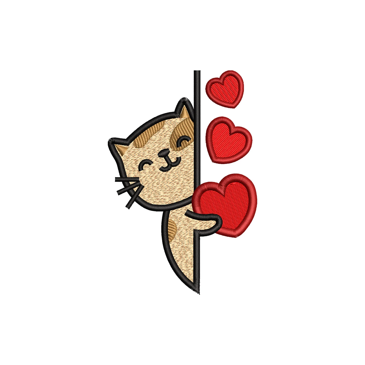 Cute Cat Hearts Embroidery Design