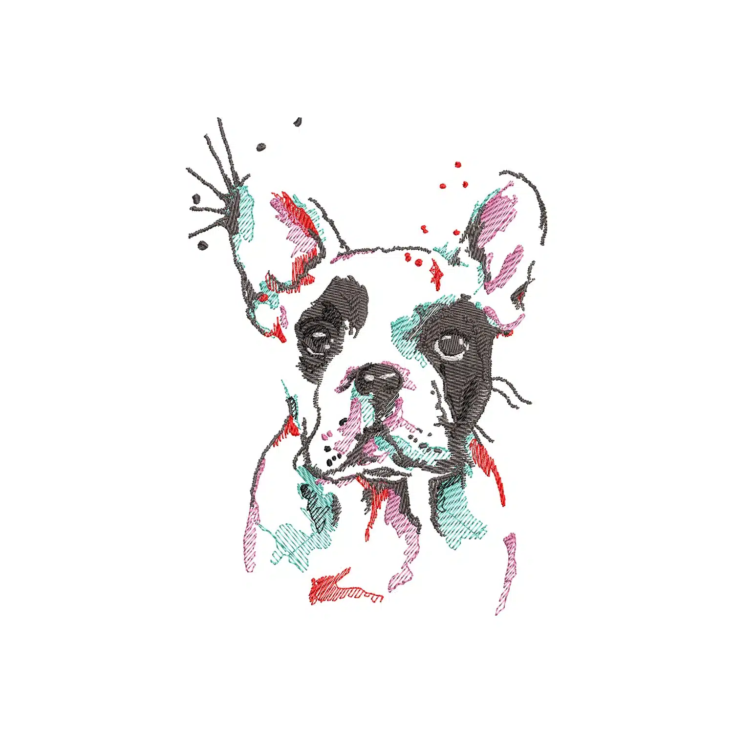 Boston Terrier Graffiti Embroidery Design