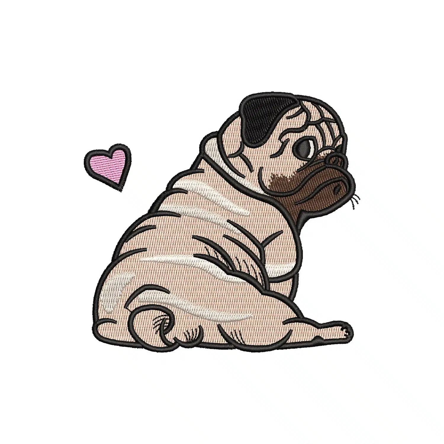 Pug Dog Embroidery Design