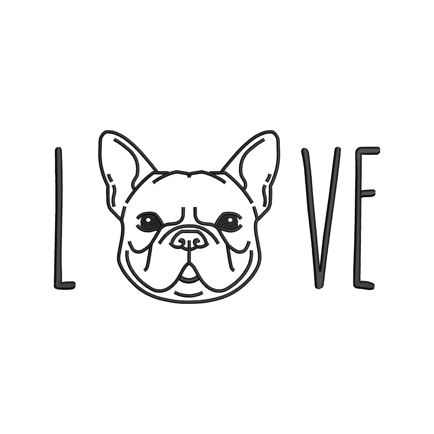 Pug Love Embroidery Design