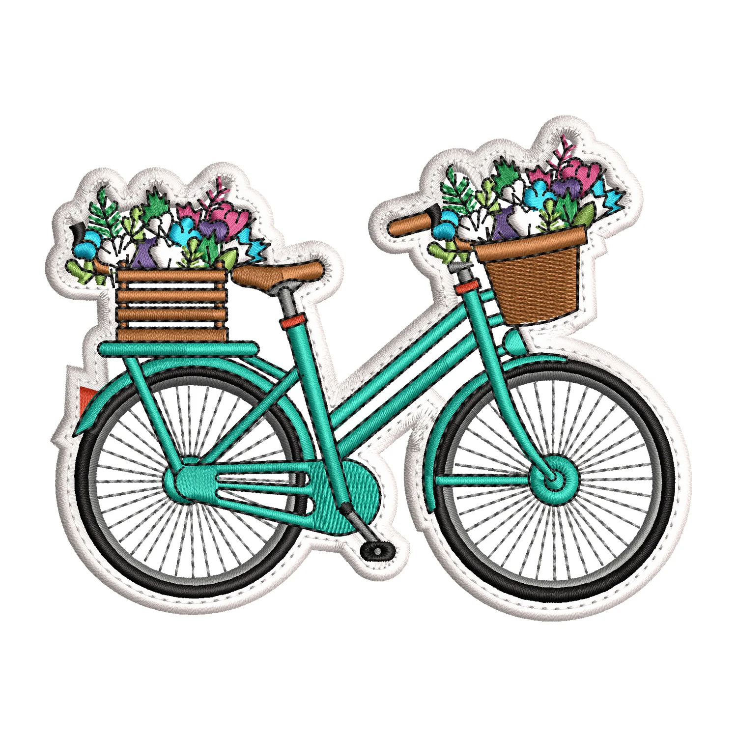 Bicycle with Flowers Embroidery Design