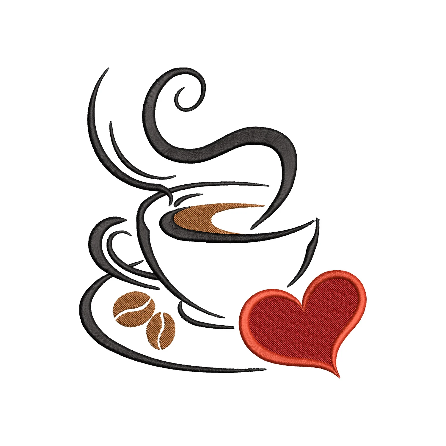 Coffee Cup Heart Embroidery Design