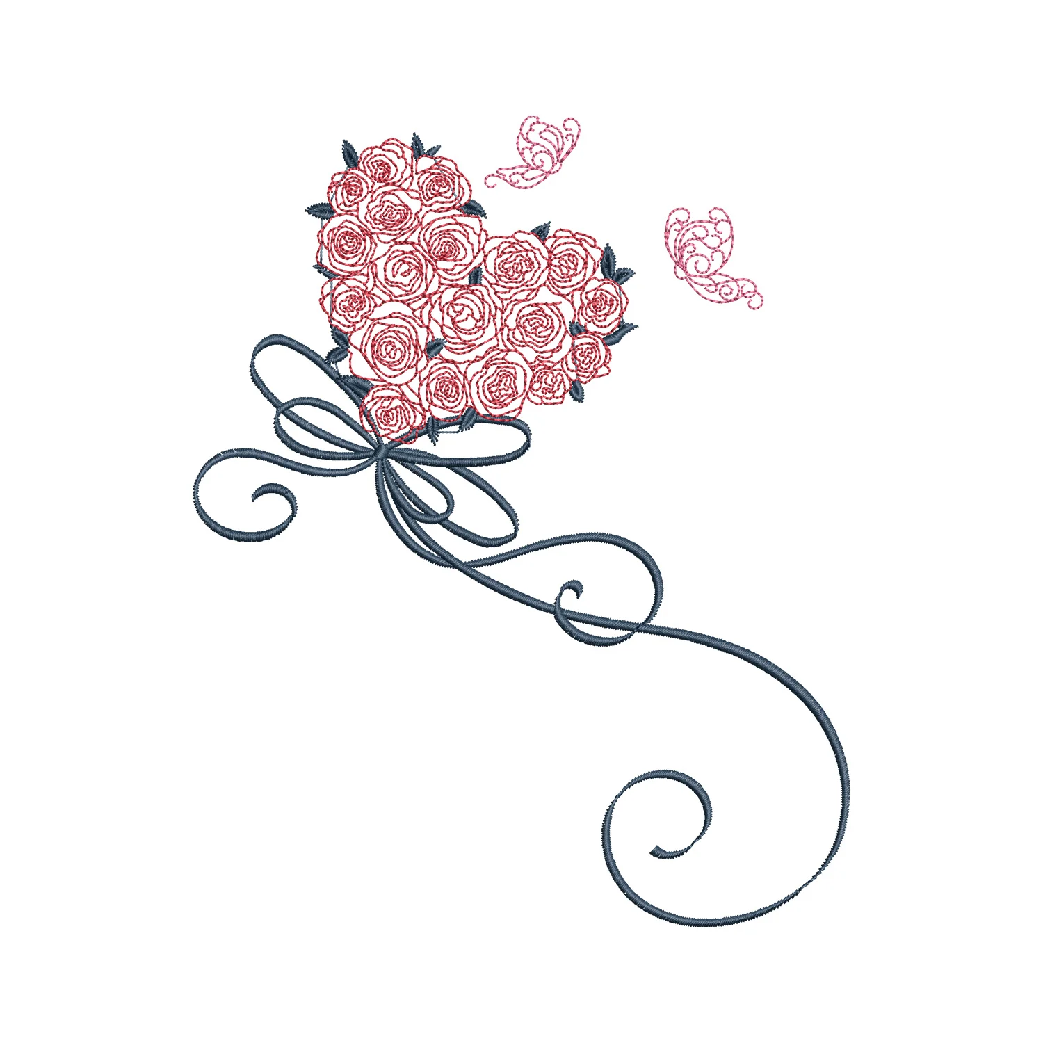 Flower Heart Bouquet Embroidery Design