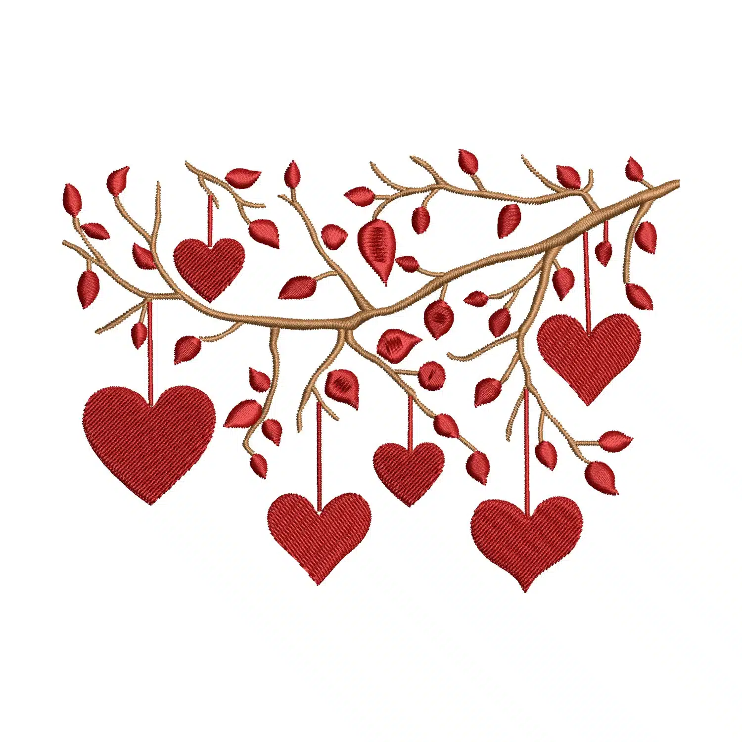 Heart Branches Embroidery Design