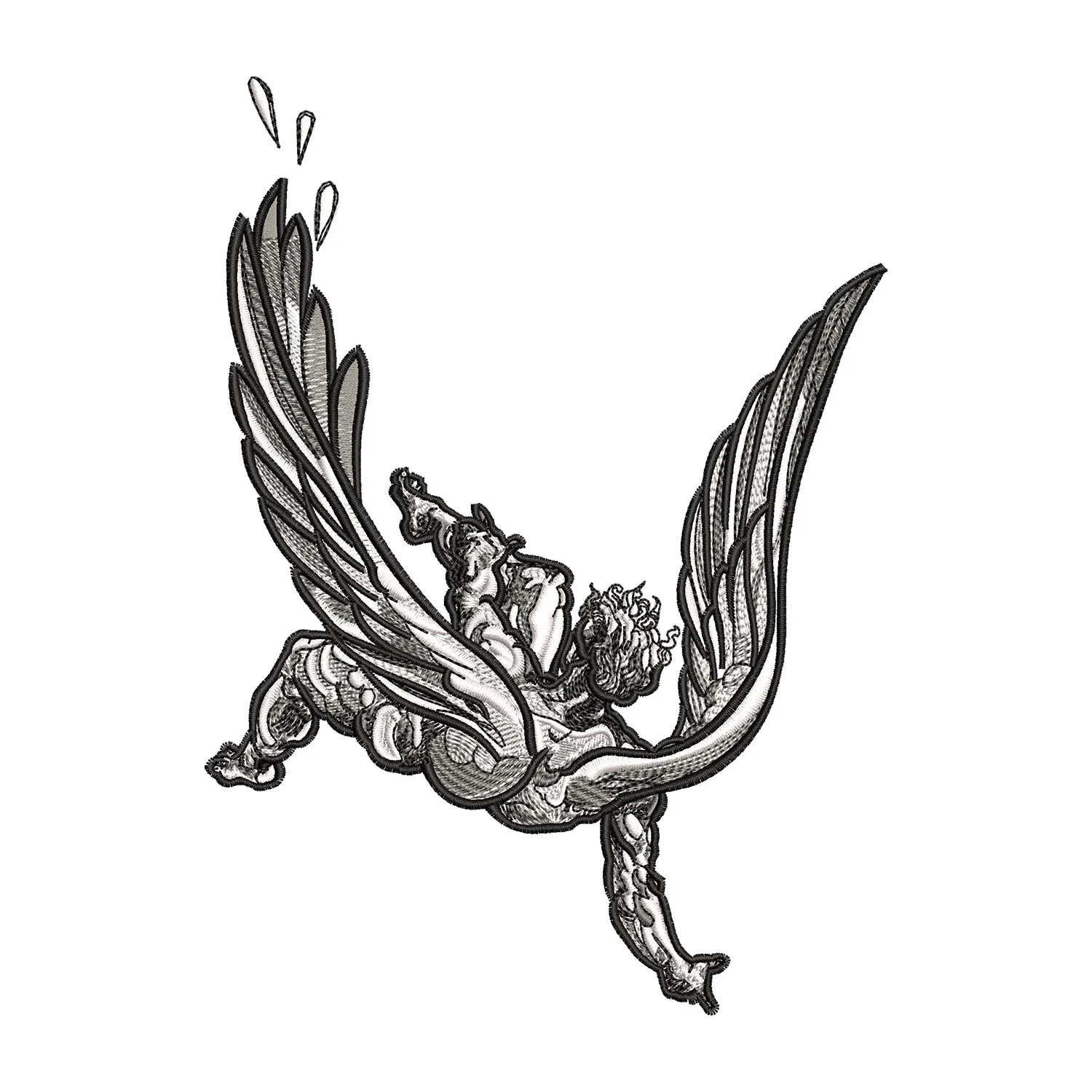 Fall of Icarus Embroidery Design