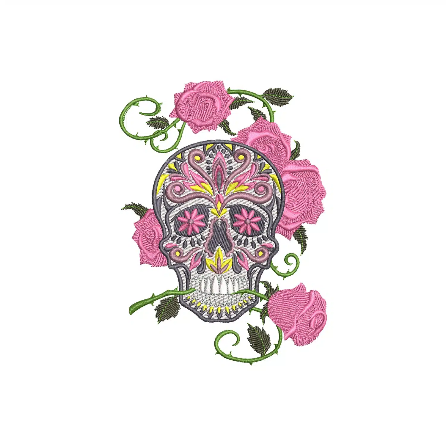 Floral Skull Pattern Embroidery Design Floral Skull Pattern Embroidery Design