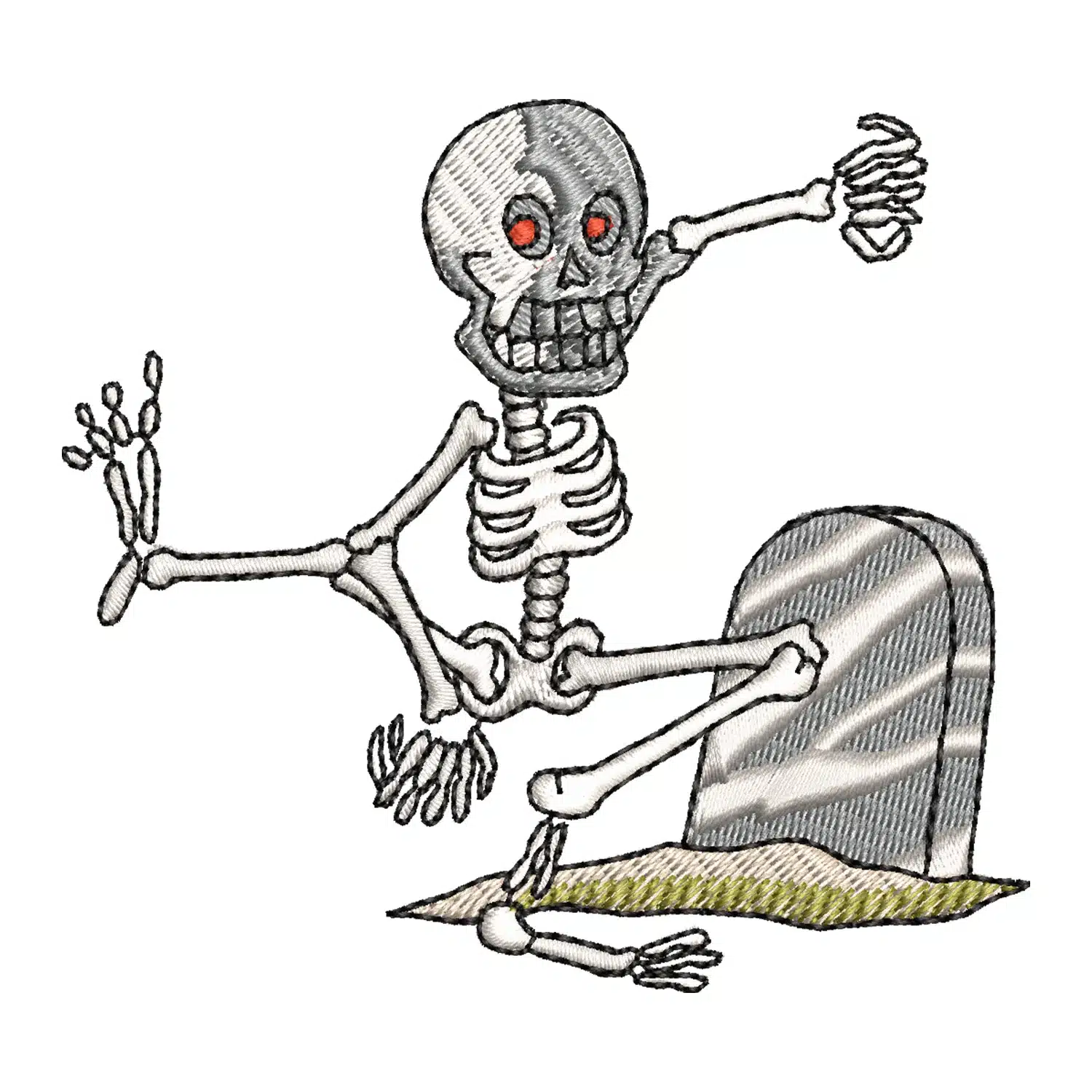 Skeleton dancing on Grave Embroidery Design