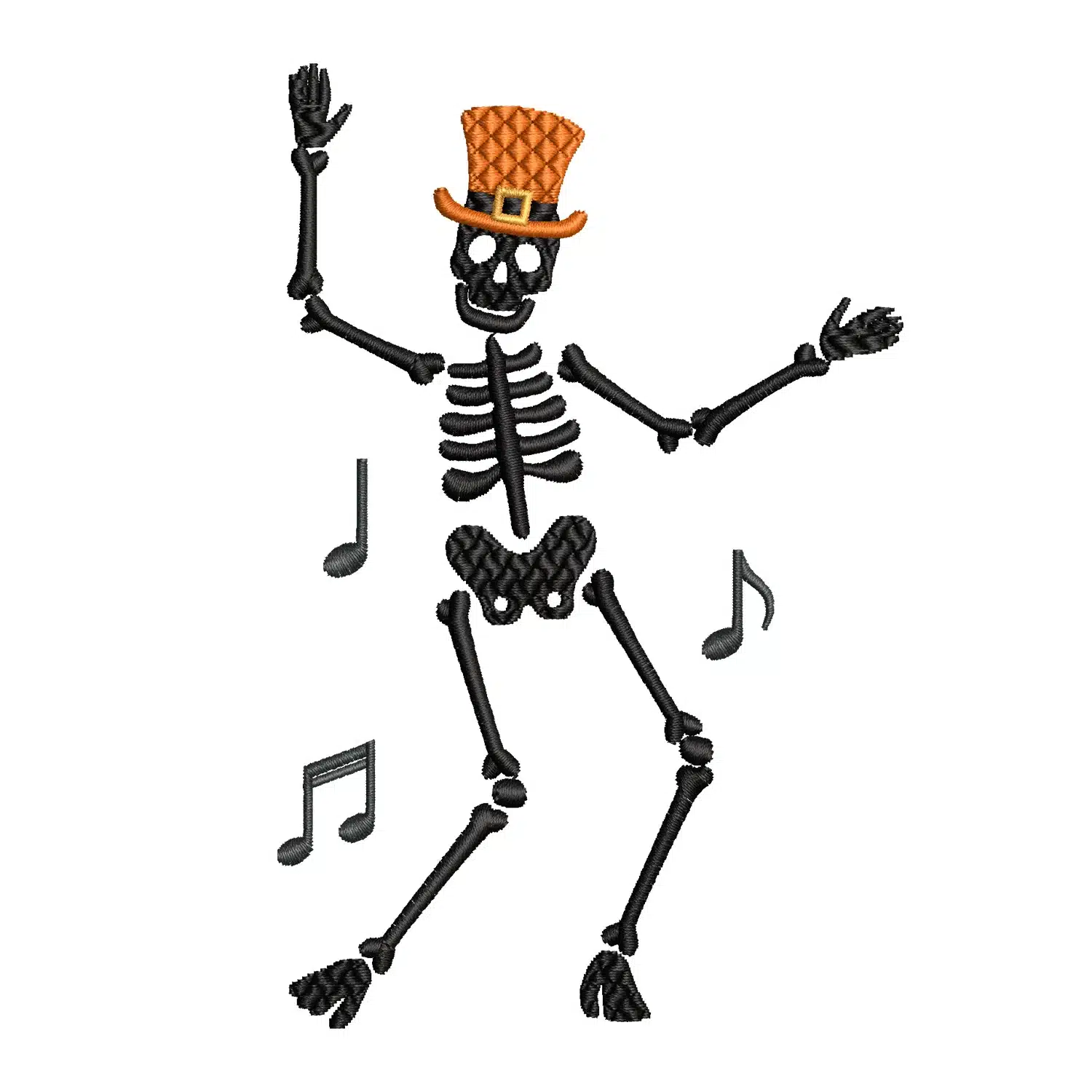 Skeleton Dancing on Music Embroidery Design