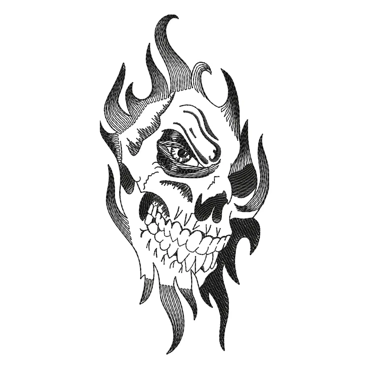 Skeleton Fire Embroidery Design