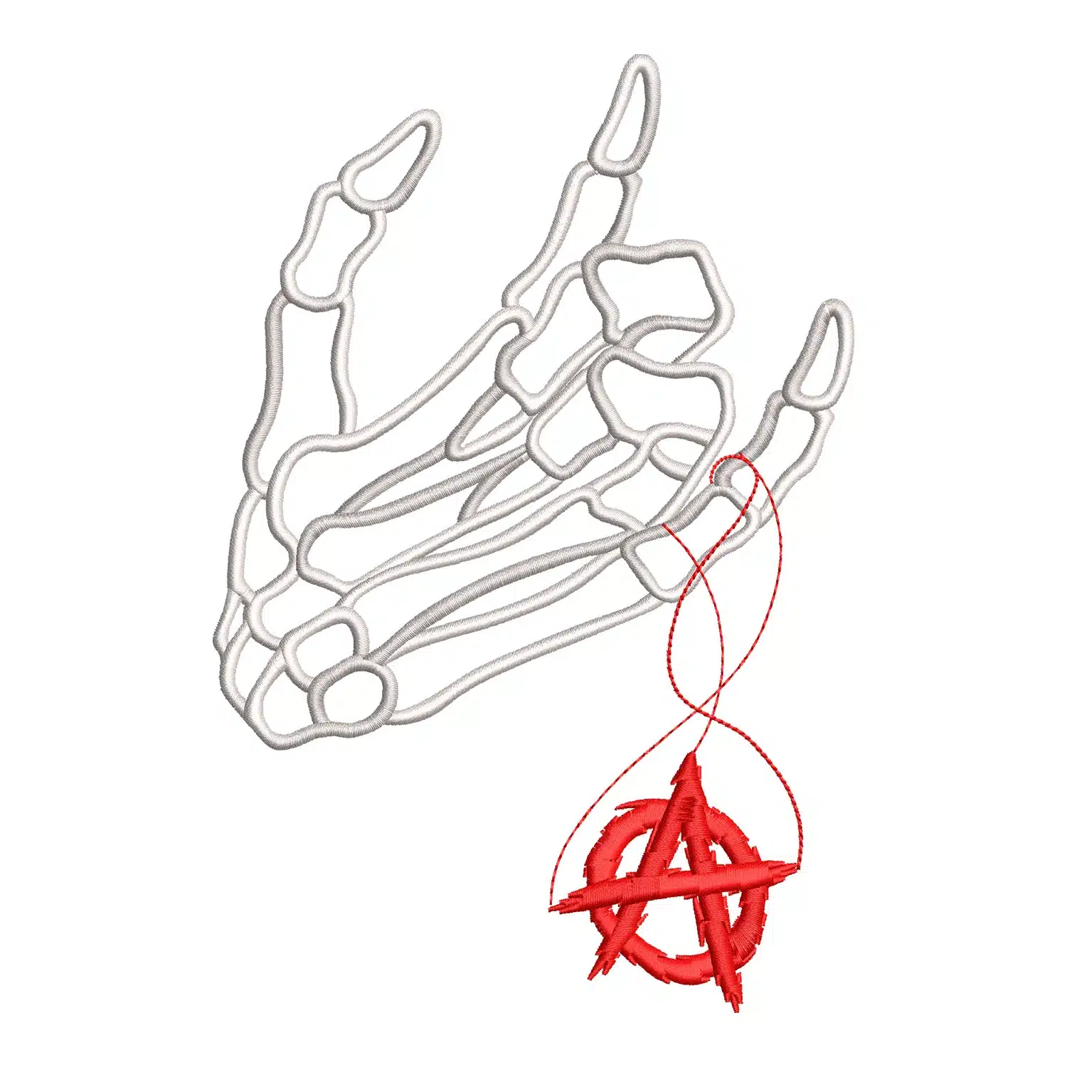 Skeleton Hand Anarchy Embroidery Design