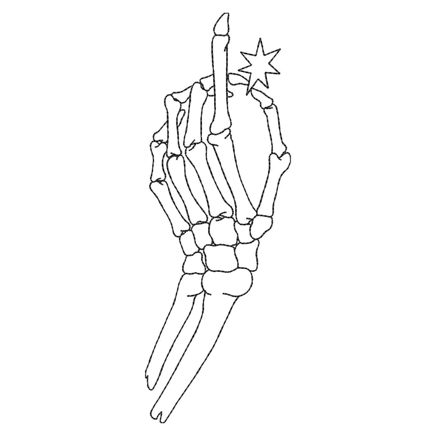 Skeleton Hand Star Embroidery Design