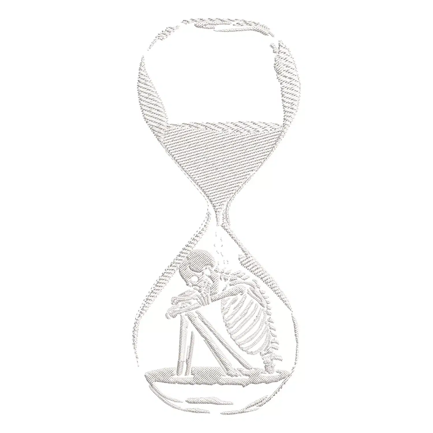 Skeleton in Hourglass Embroidery Design
