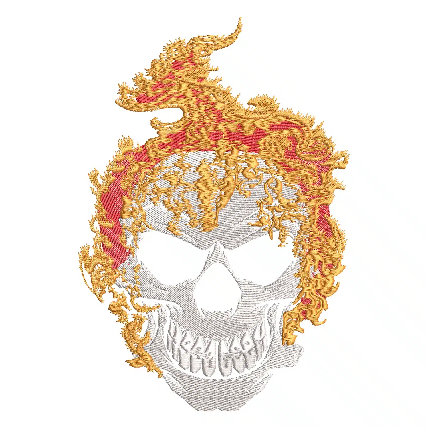 Skull on Fire Embroidery Design