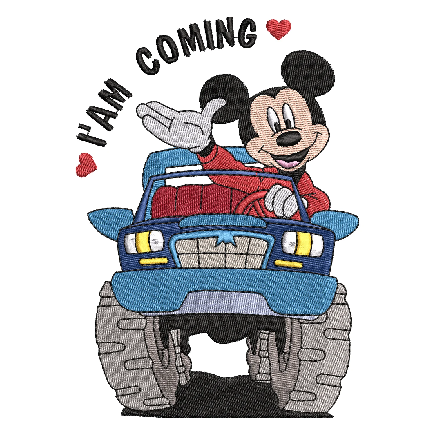 Mickey Car Embroidery Design