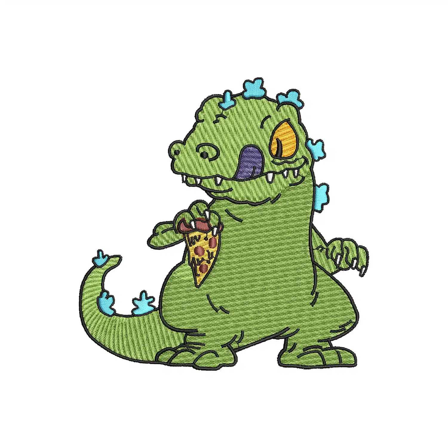 Dinosaur eating Pizza Embroidery Design Dinosaur eating Pizza Embroidery Design