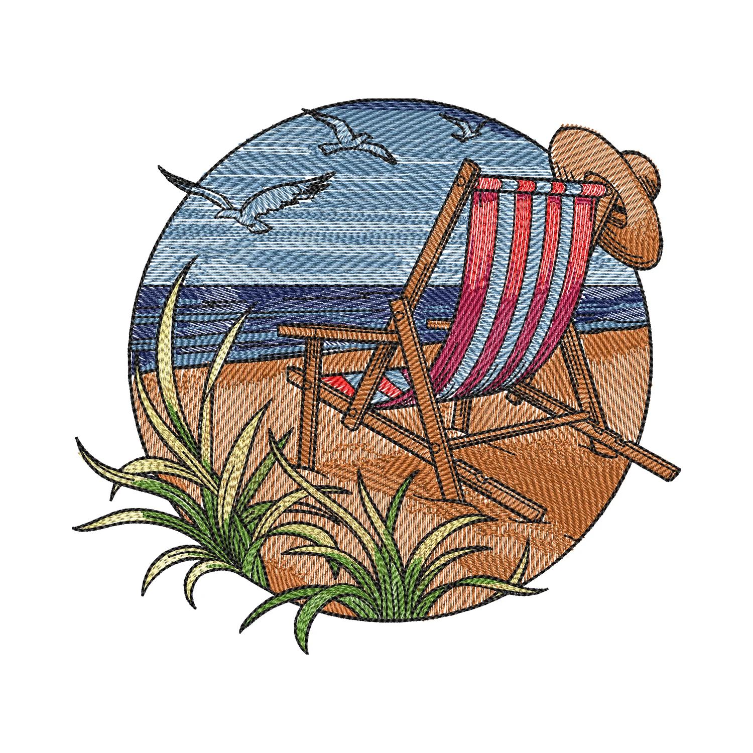 Beach Chair View Embroidery Design