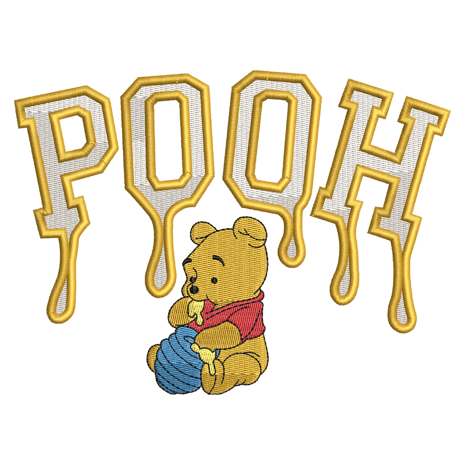 Pooh Eating Honey Embroidery Design