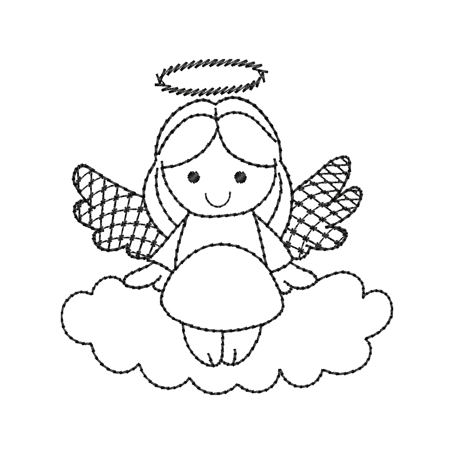 Angel Girl on Clouds Embroidery Design