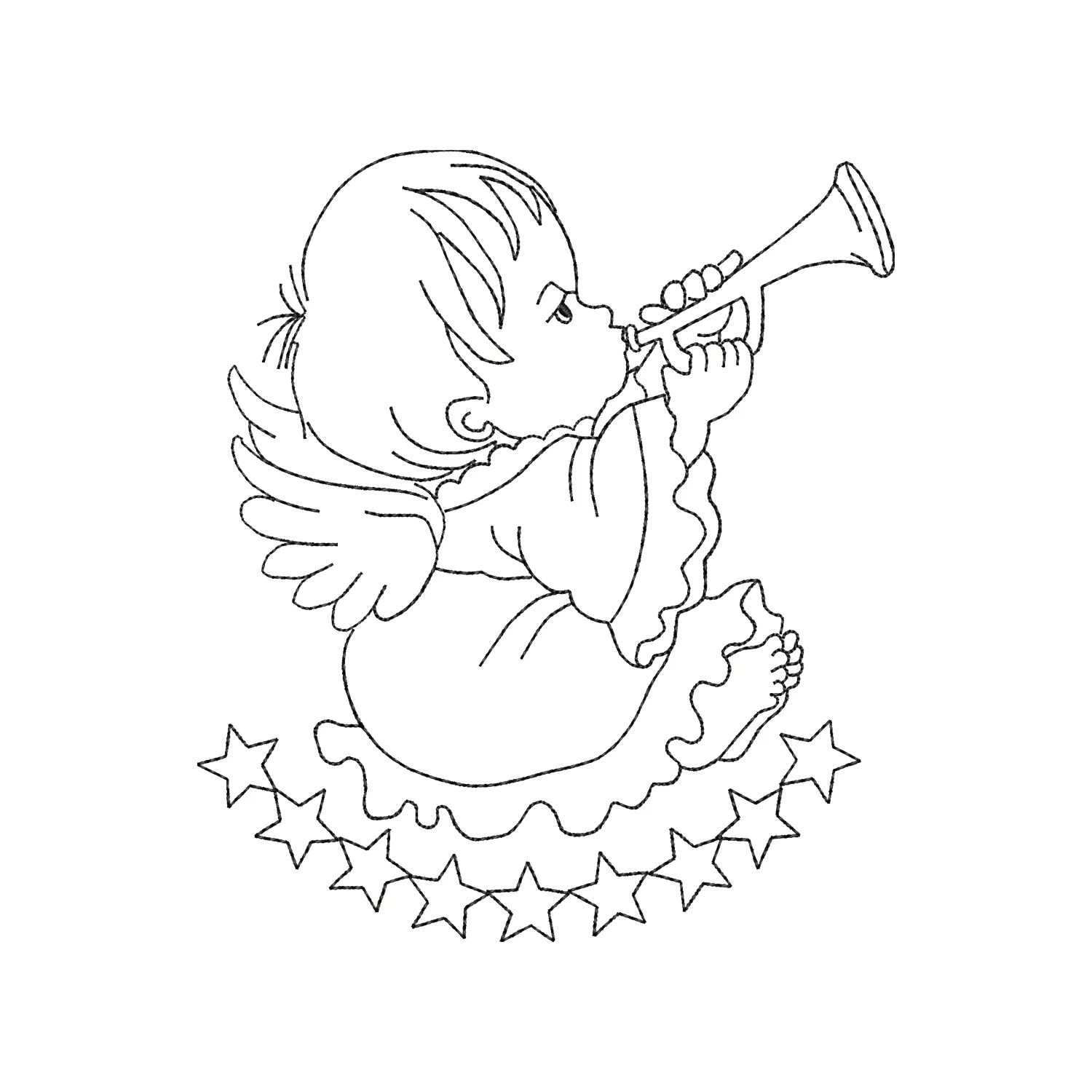Baby Angel Trumpet Embroidery Design