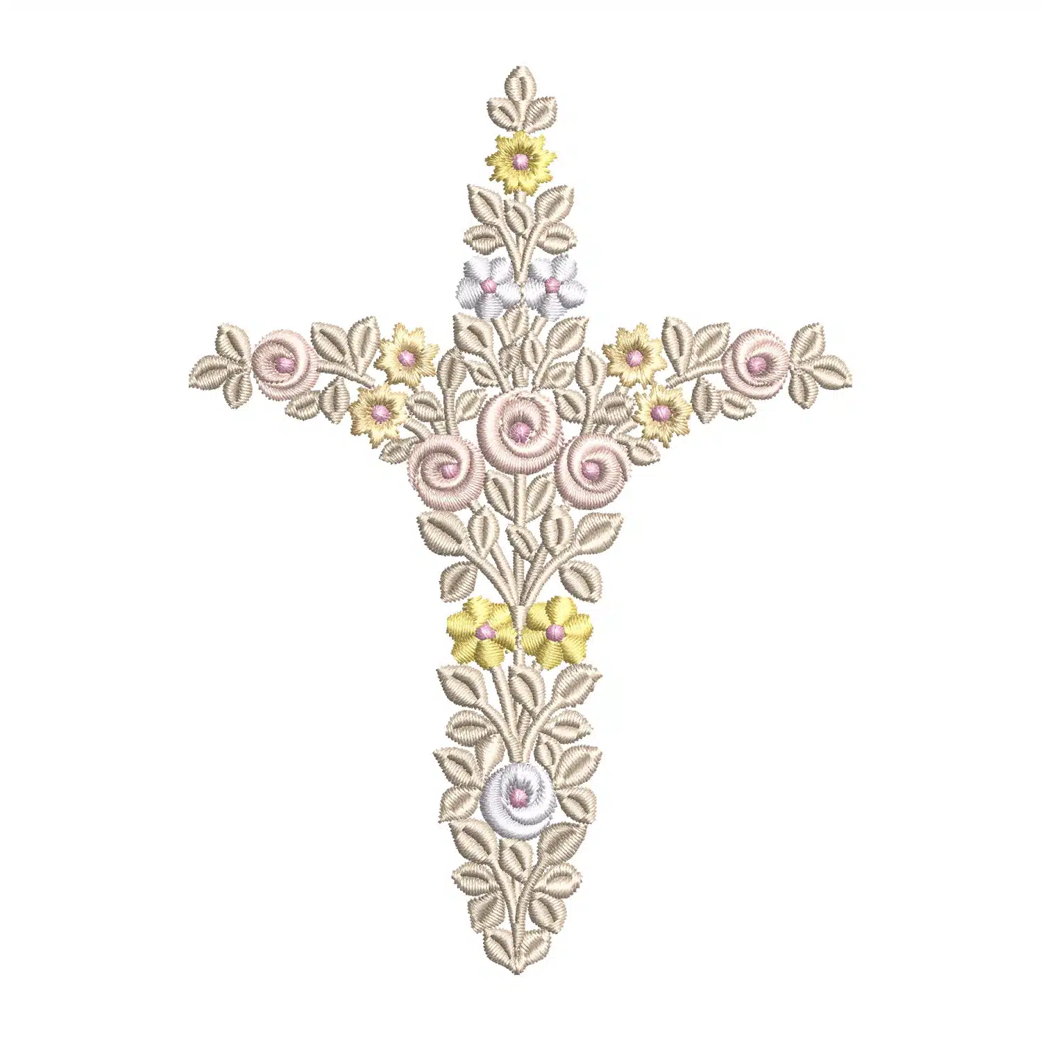 Floral Cross Embroidery Design Floral Cross Embroidery Design