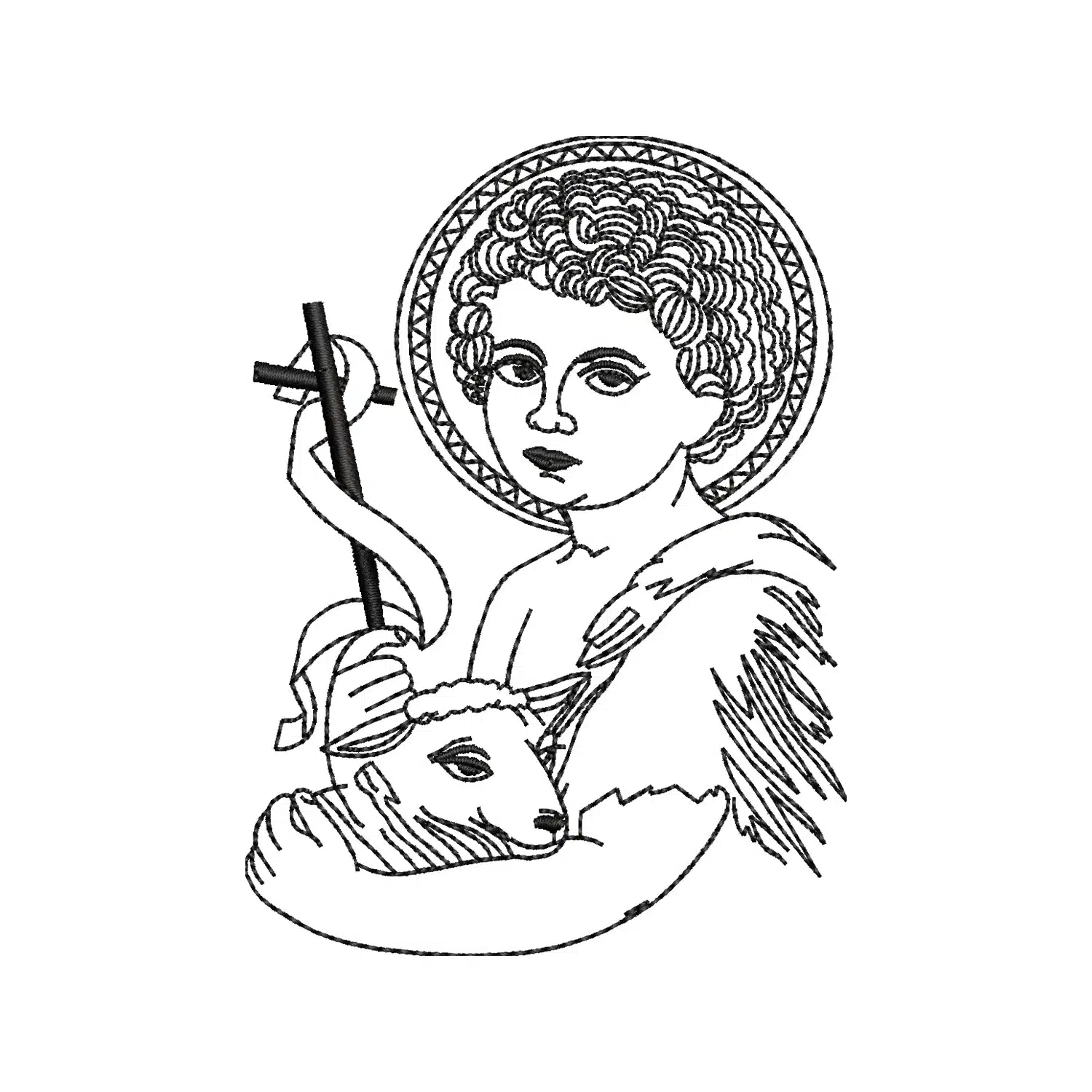 Jesus with Lamb Embroidery Design