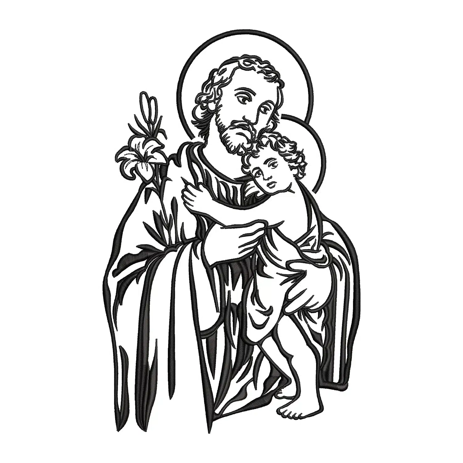 Saint Joseph holding Jesus Embroidery Design Saint Joseph holding Jesus Embroidery Design
