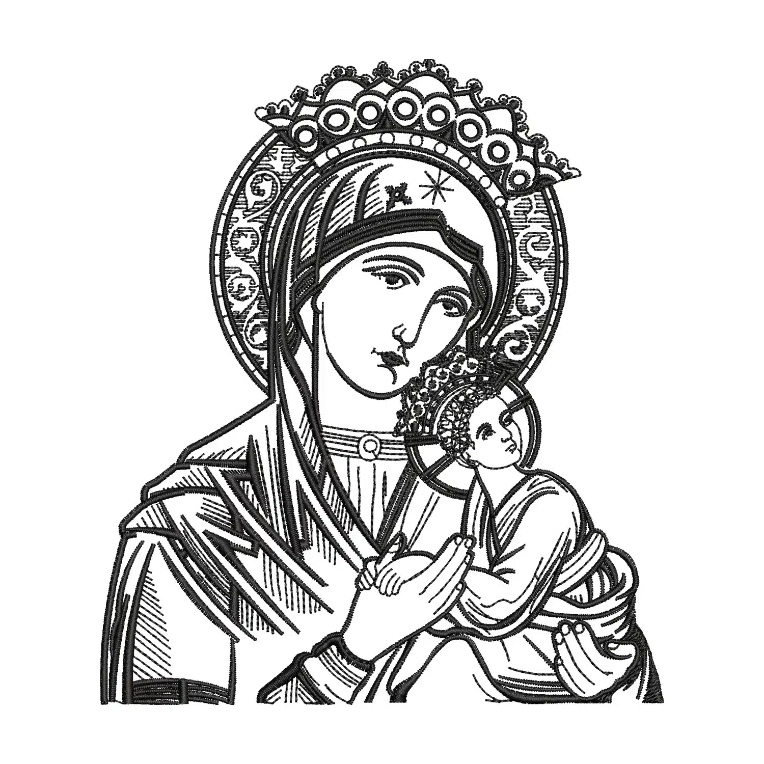 Mary and Jesus Embroidery Design