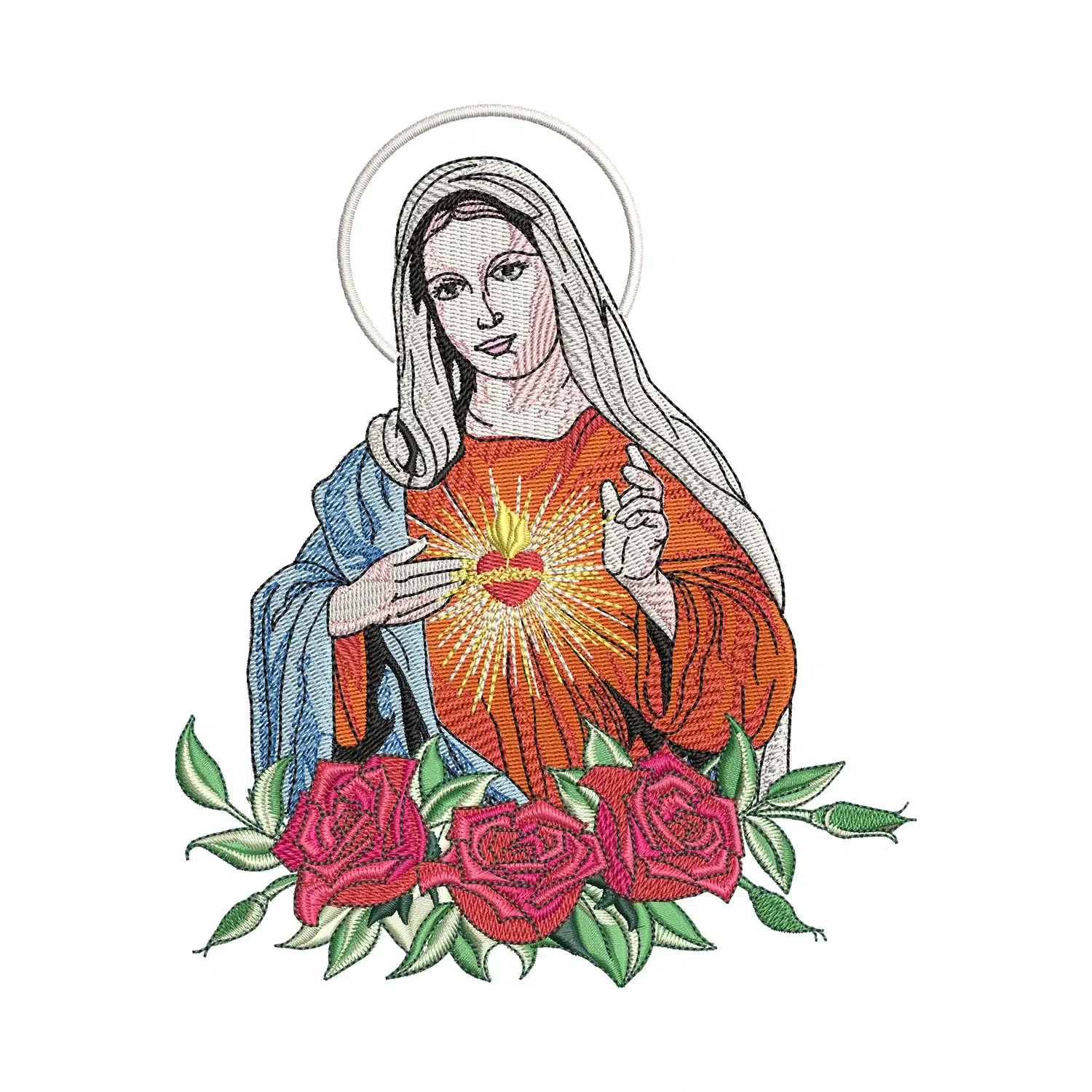 Mary Roses Embroidery Design
