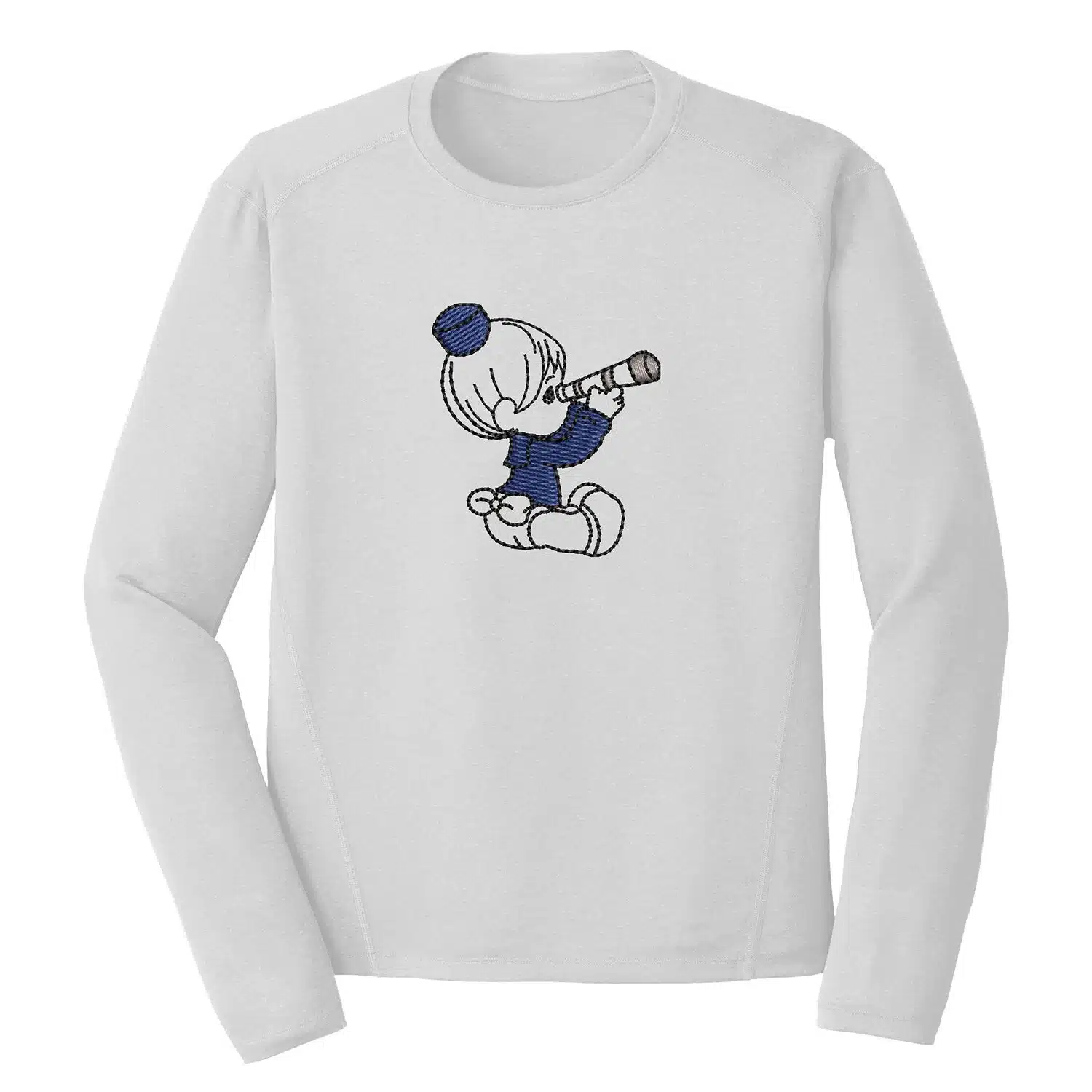 Kid Looking through a Telescope Embroidery Design 1 Mockup TAO04