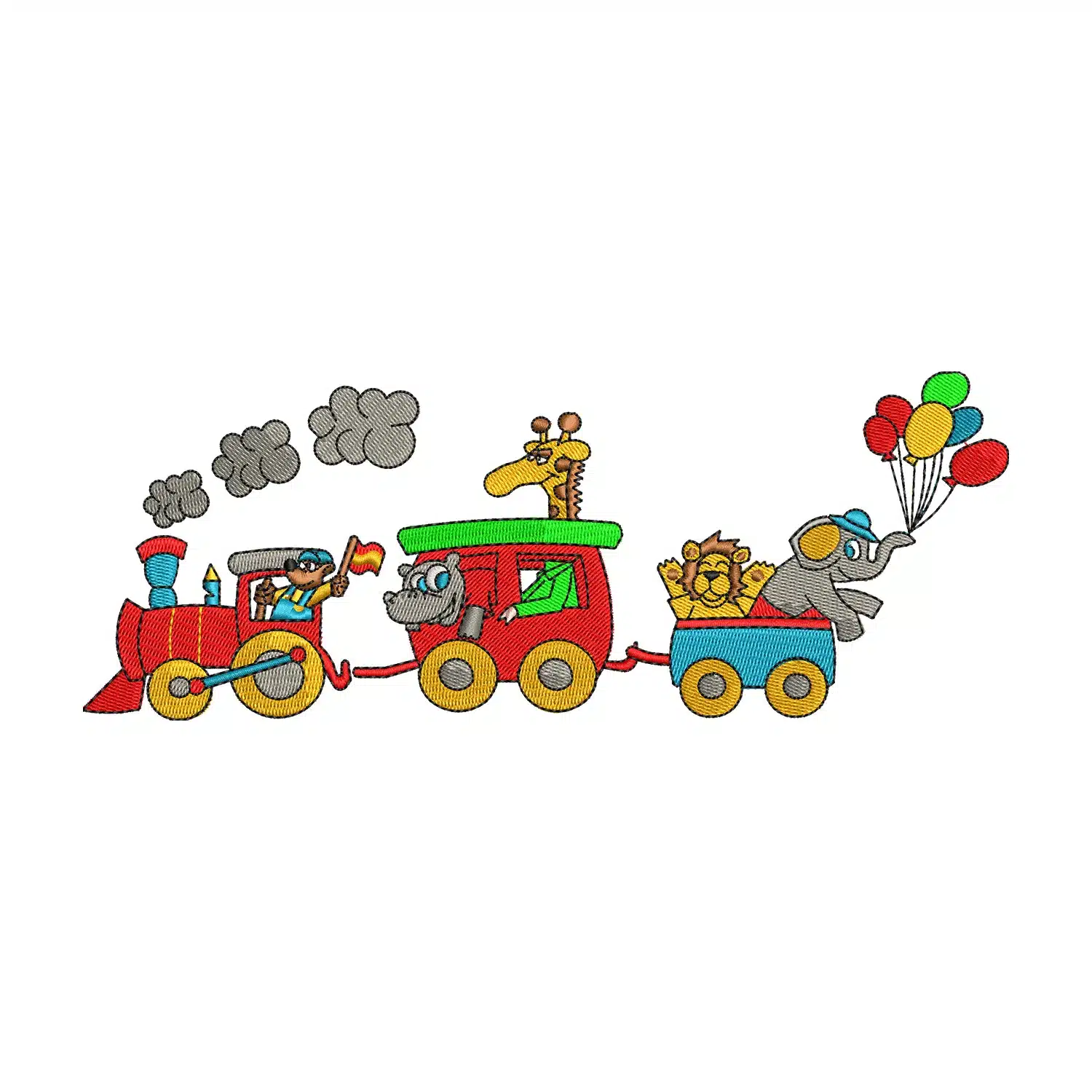 Animal_s Toy Train Embroidery Design