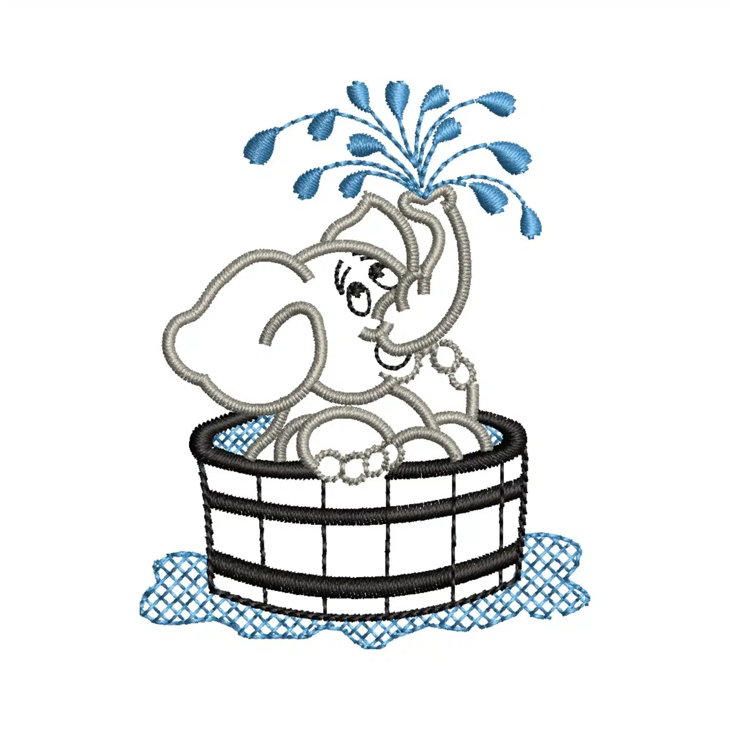 Elephant Taking a Bath Embroidery Design Elephant Taking a Bath Embroidery Design