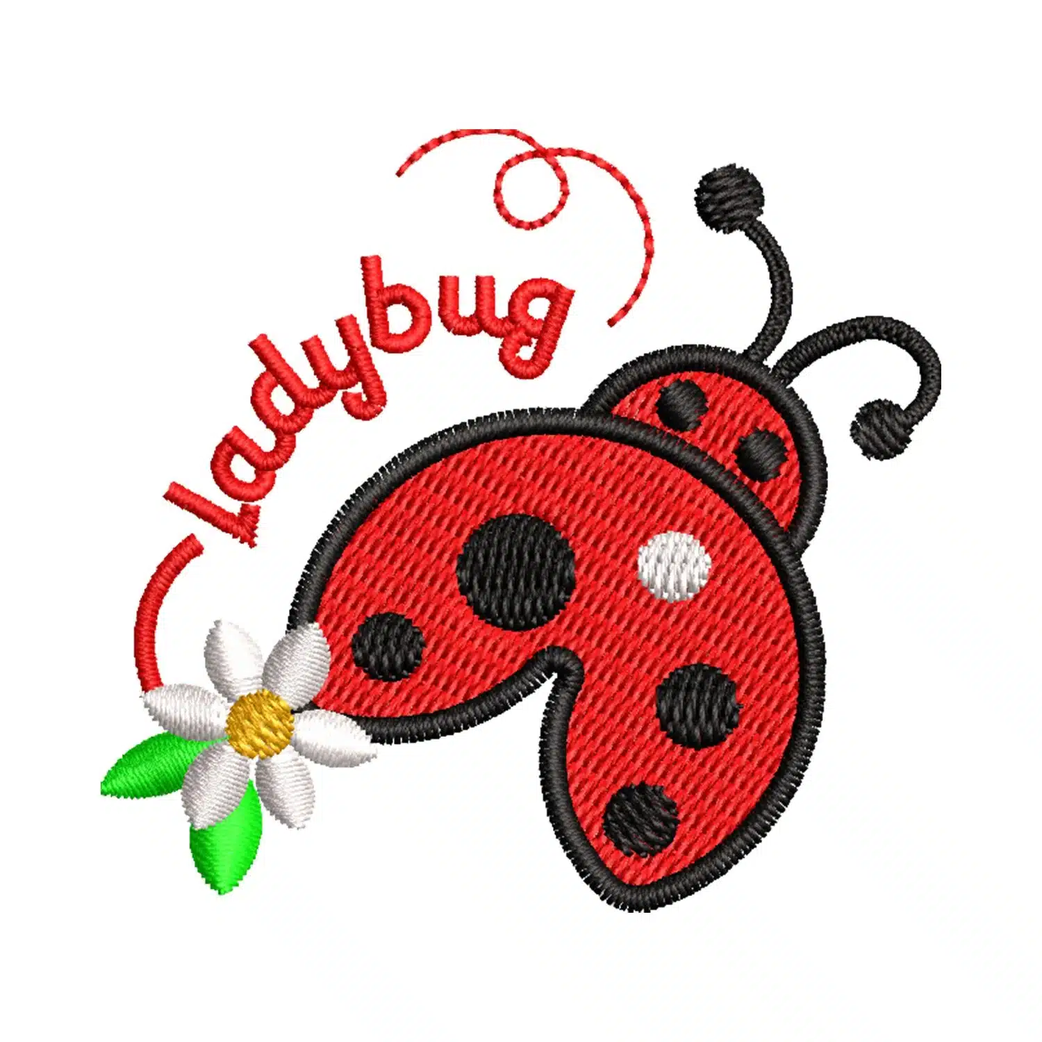 Floral Ladybug Embroidery Design
