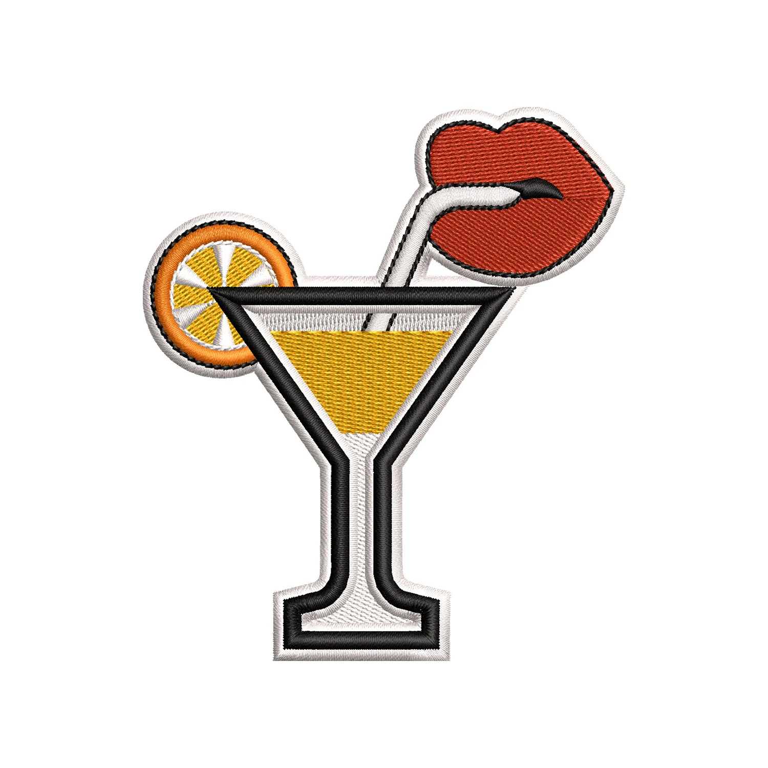 Lips drinking Lemon Juice Embroidery Design