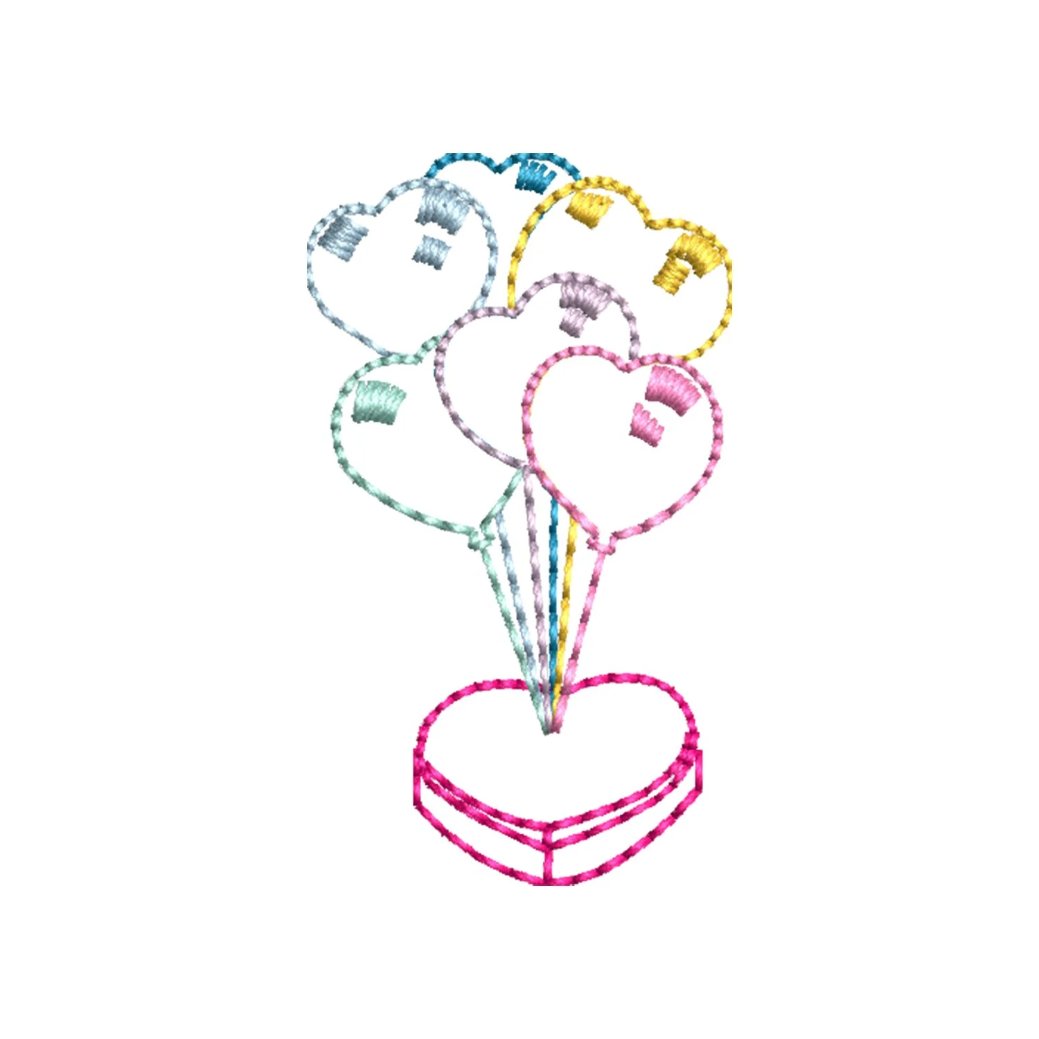 Colorful Heart Balloons Embroidery Design