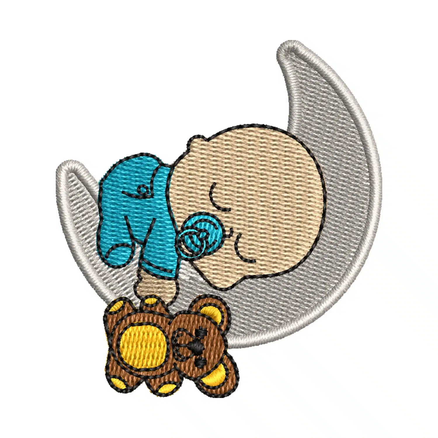 Baby Sleeping On The Moon Embroidery Design