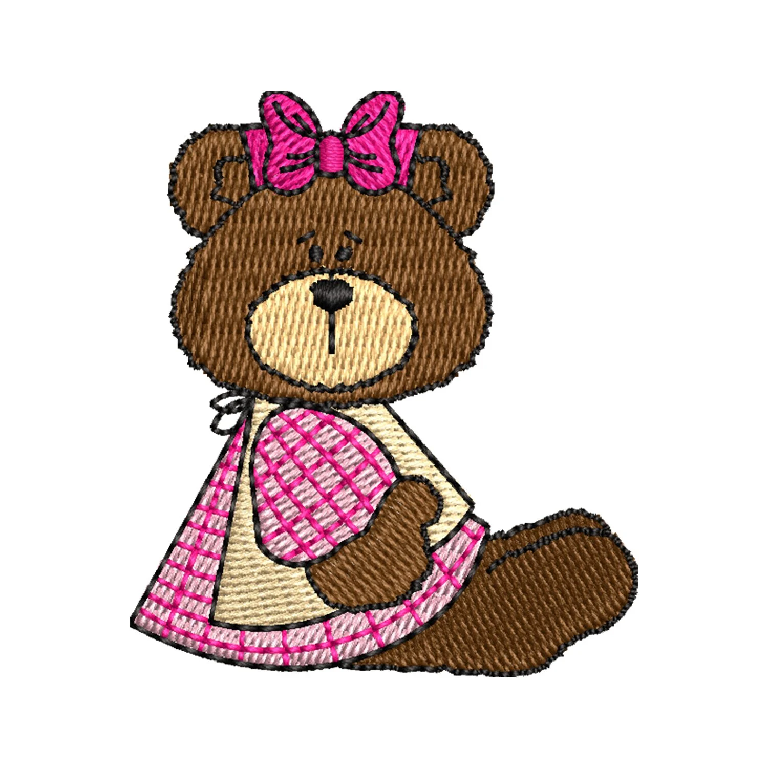 Pink Bow Teddy Girl Embroidery Design