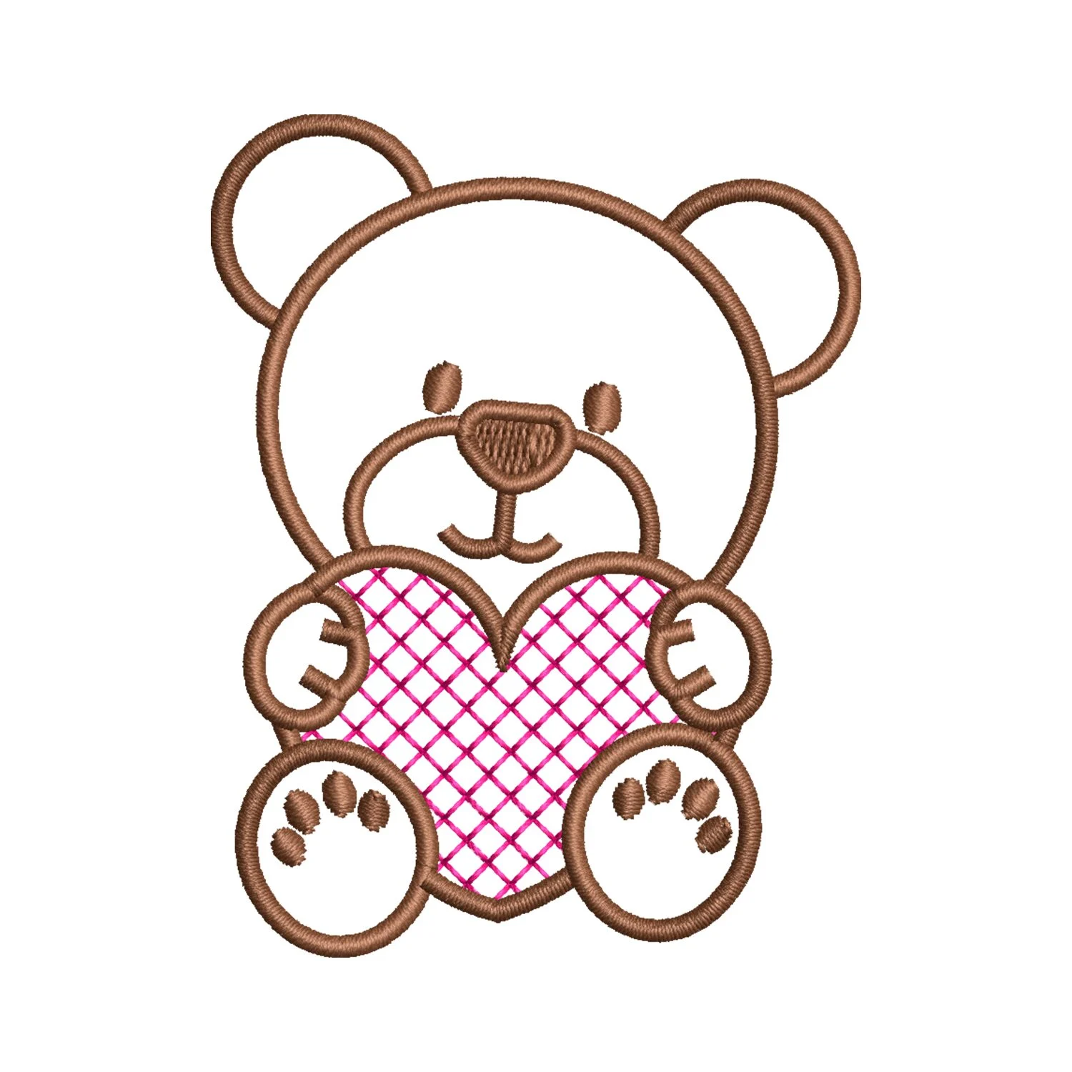 Teddy Bear Heart Embroidery Design