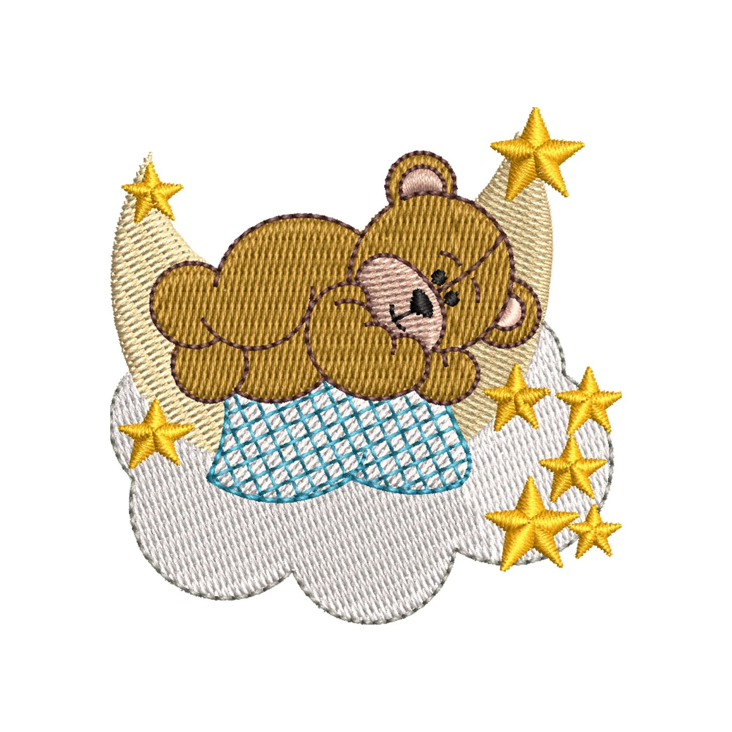 Teddy Sleeping On The Clouds Embroidery Design