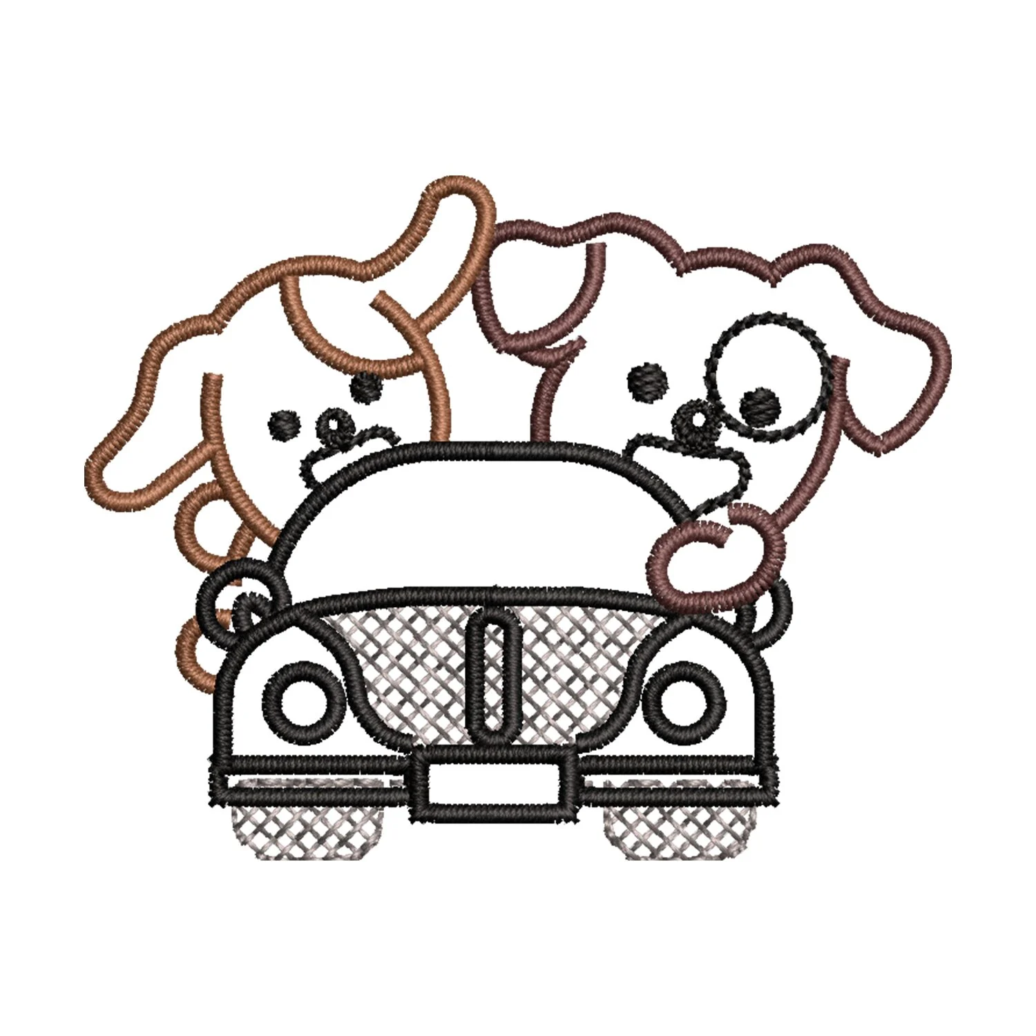 Teddy's Driving a Car Embroidery Design