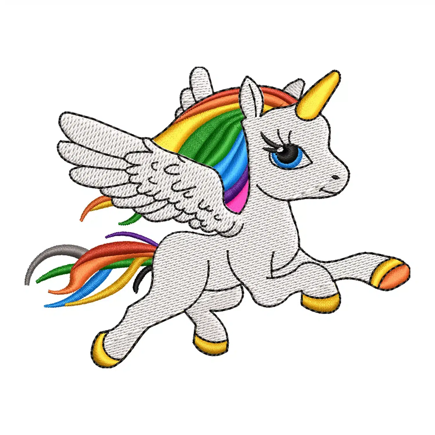 Rainbow Unicorn Embroidery Design