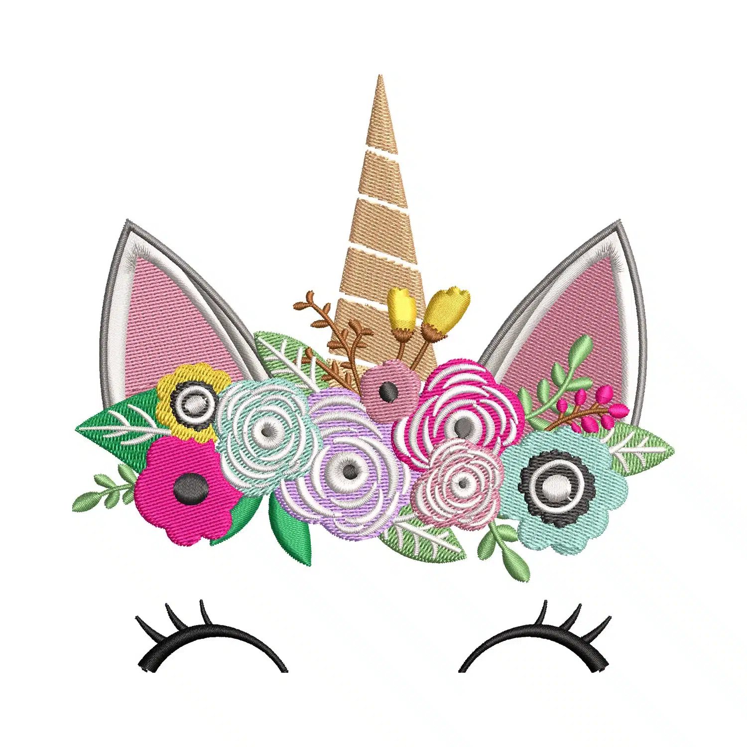 Unicorn Floral Tiara Embroidery Design