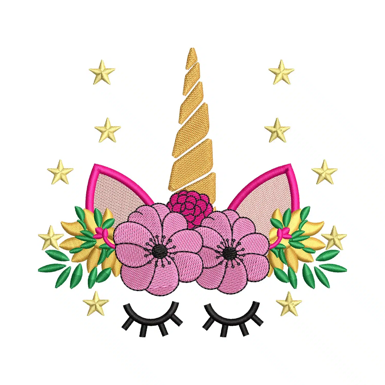 Unicorn Floral Tiara Embroidery Design
