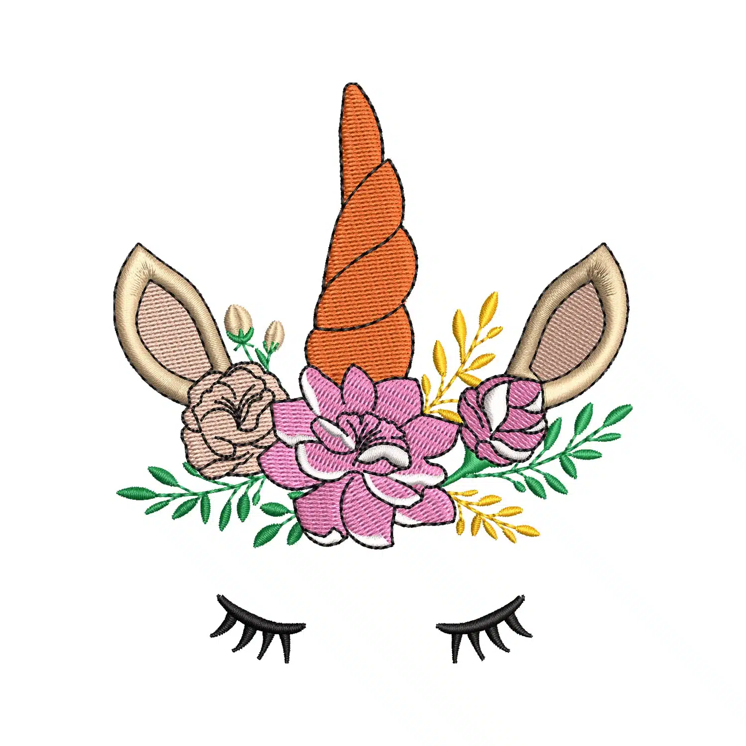 Unicorn Flowers Embroidery Design