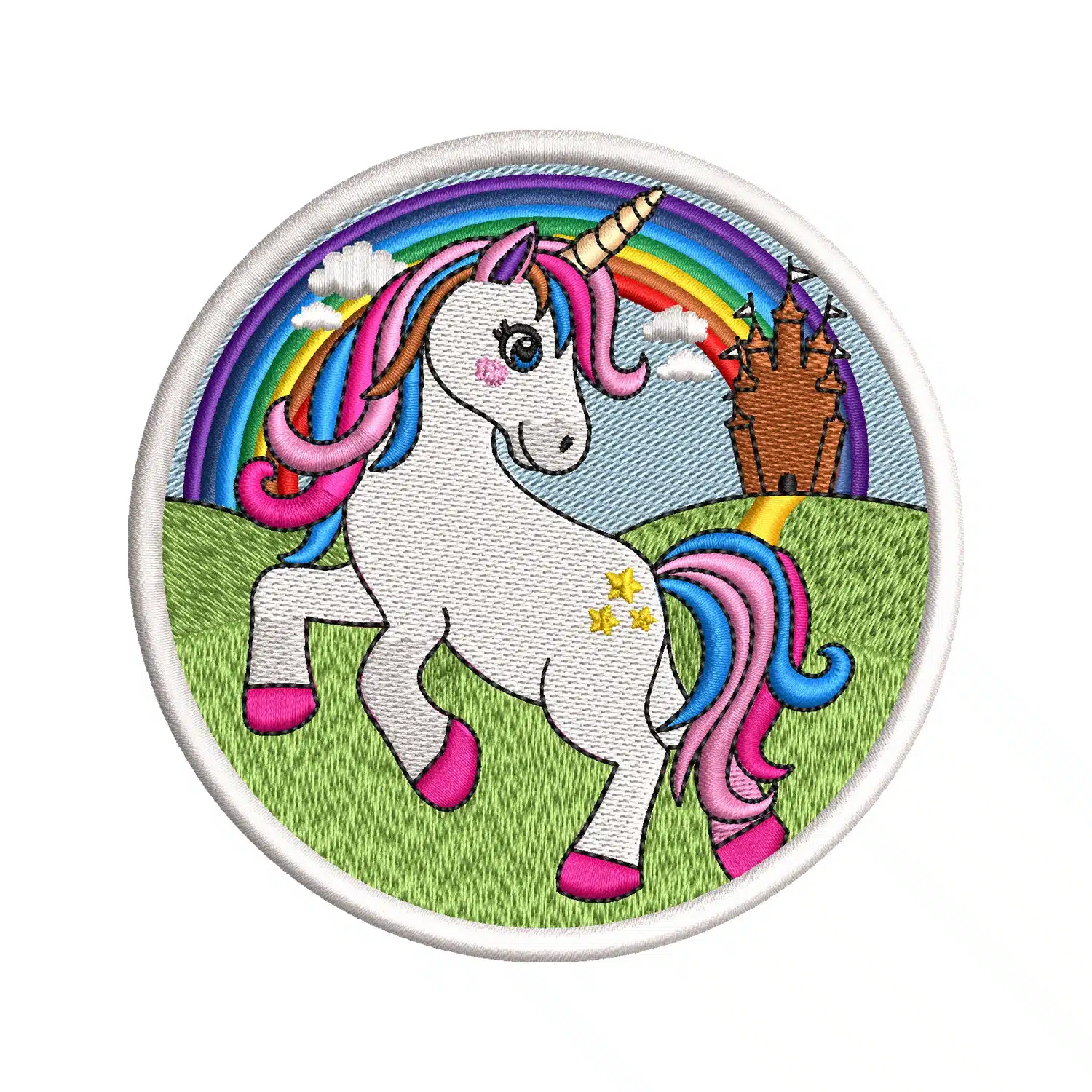 Unicorn Rainbow Scene Embroidery Design