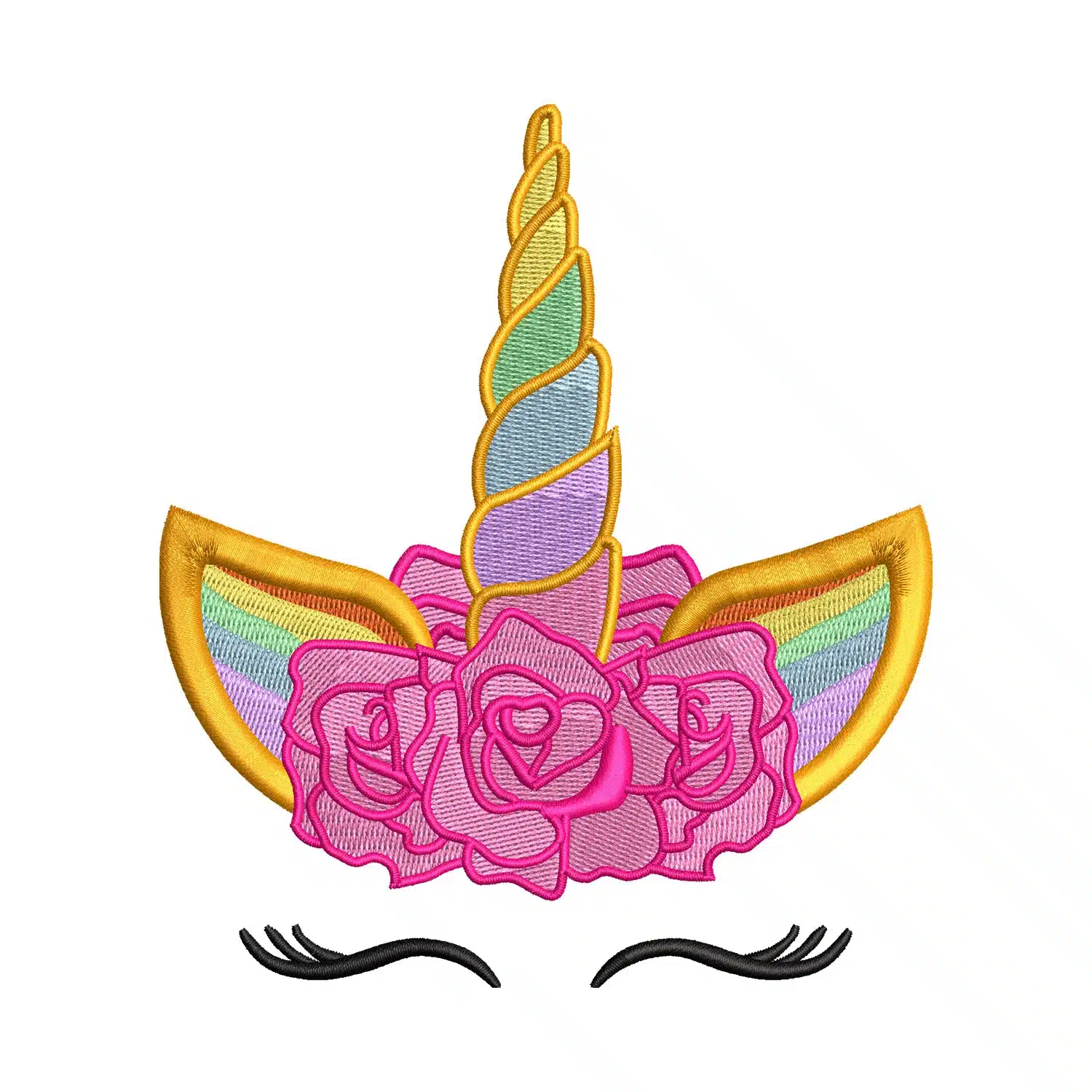Unicorn Rose Embroidery Design