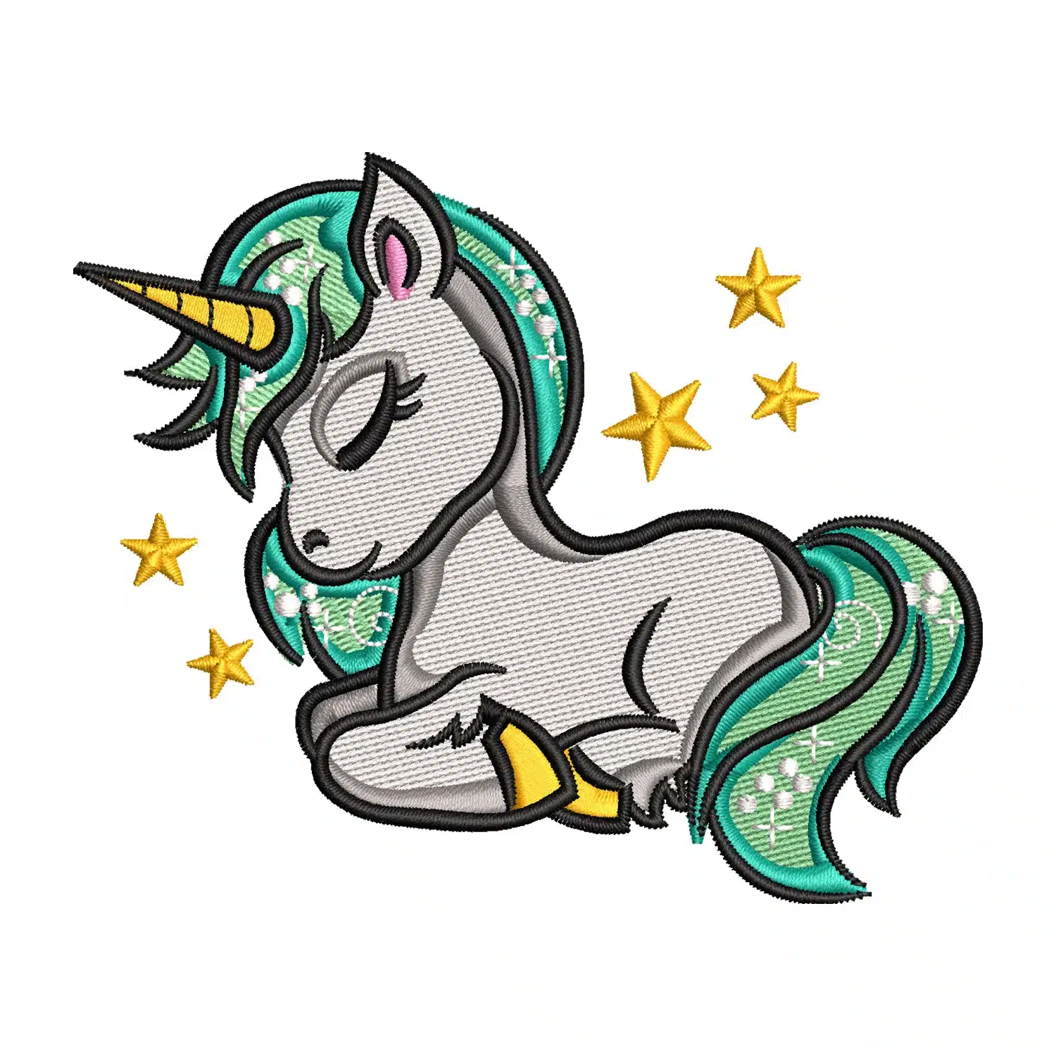 Unicorn Sitting Embroidery Design