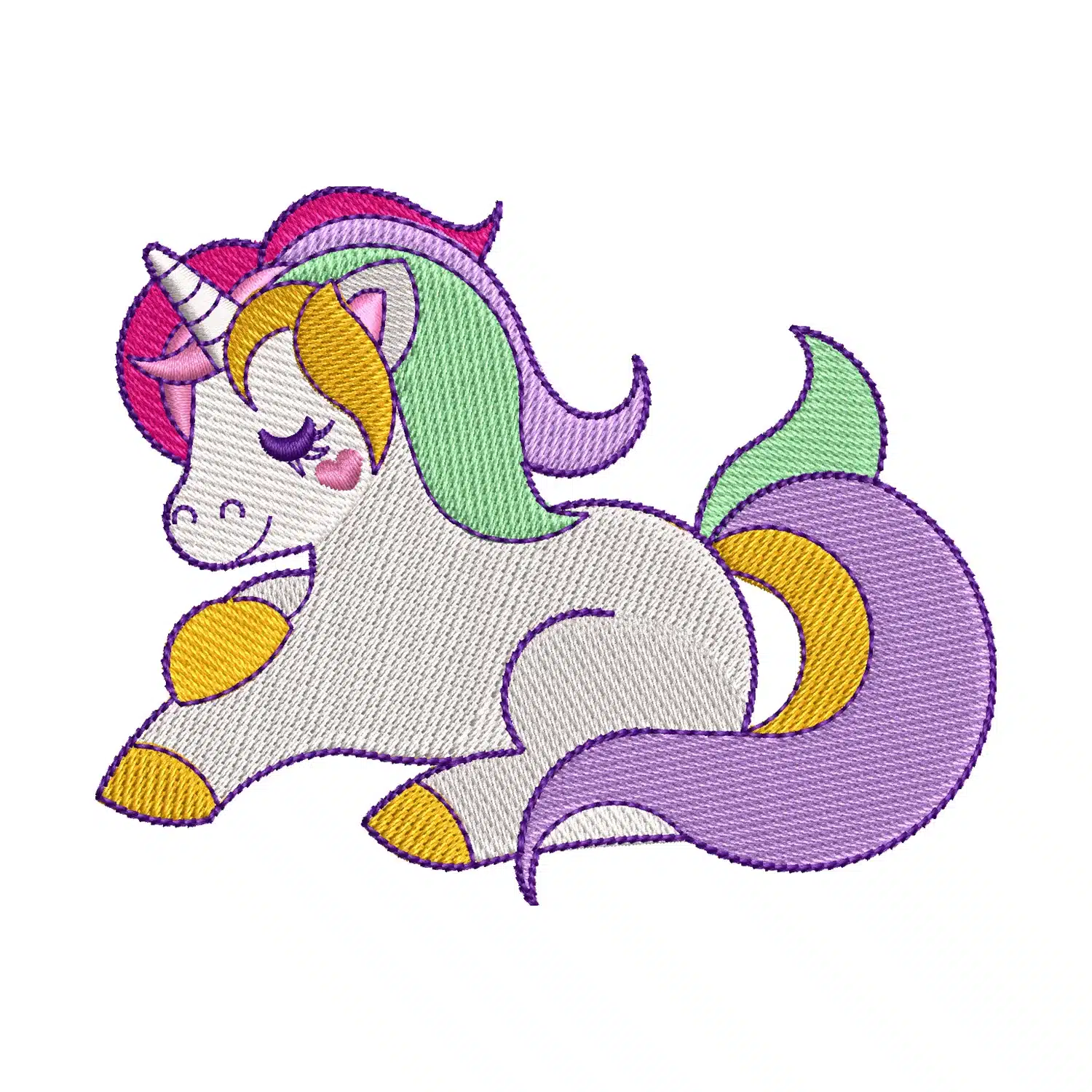 Unicorn Sitting Embroidery Design