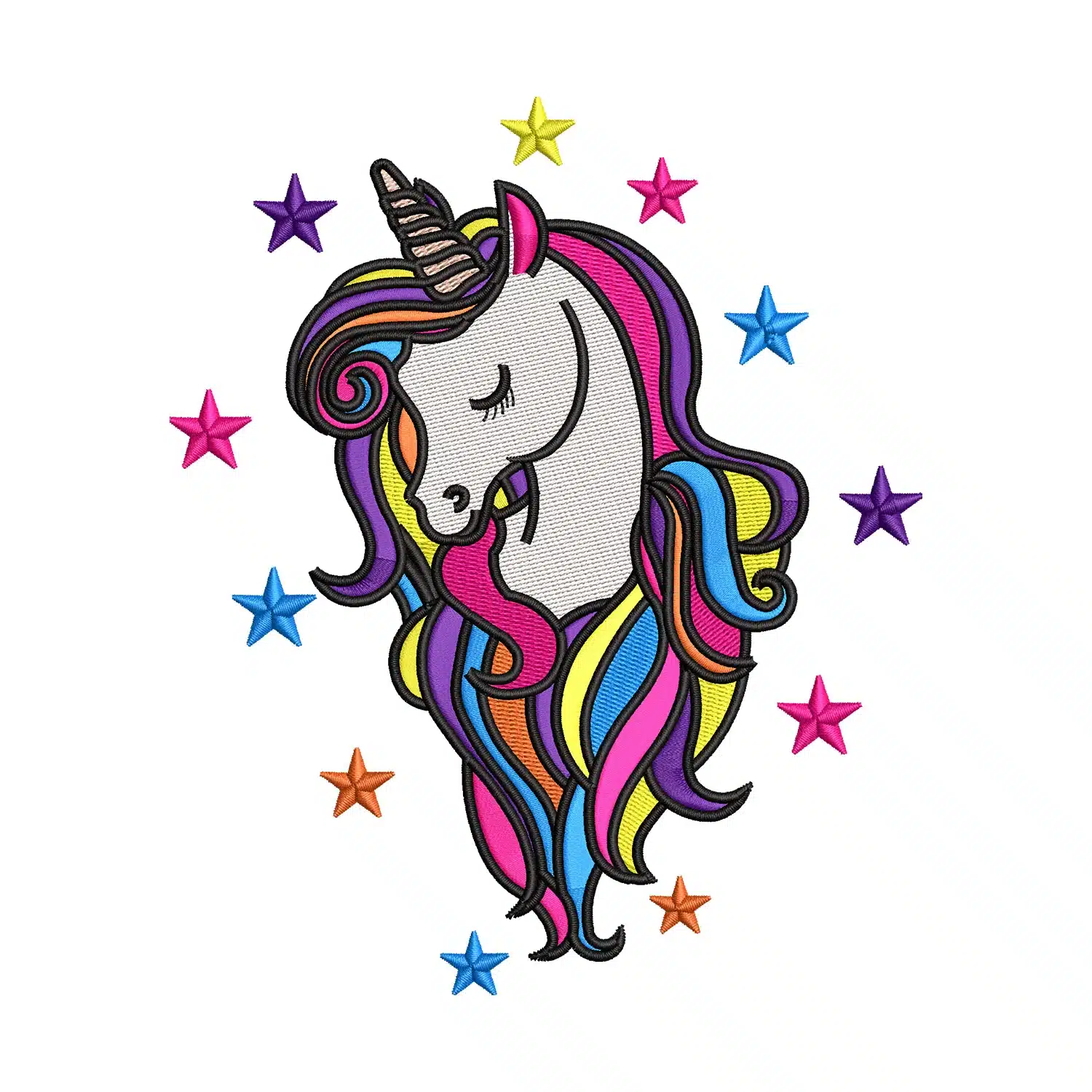 Unicorn Stars Embroidery Design